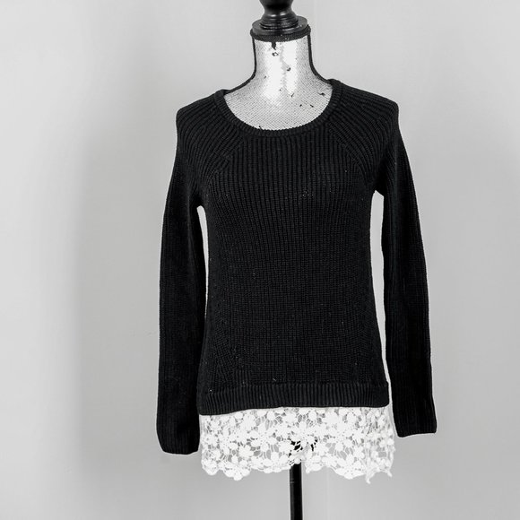 NWOT INC black sweater with lace - Medium - Picture 1 of 4